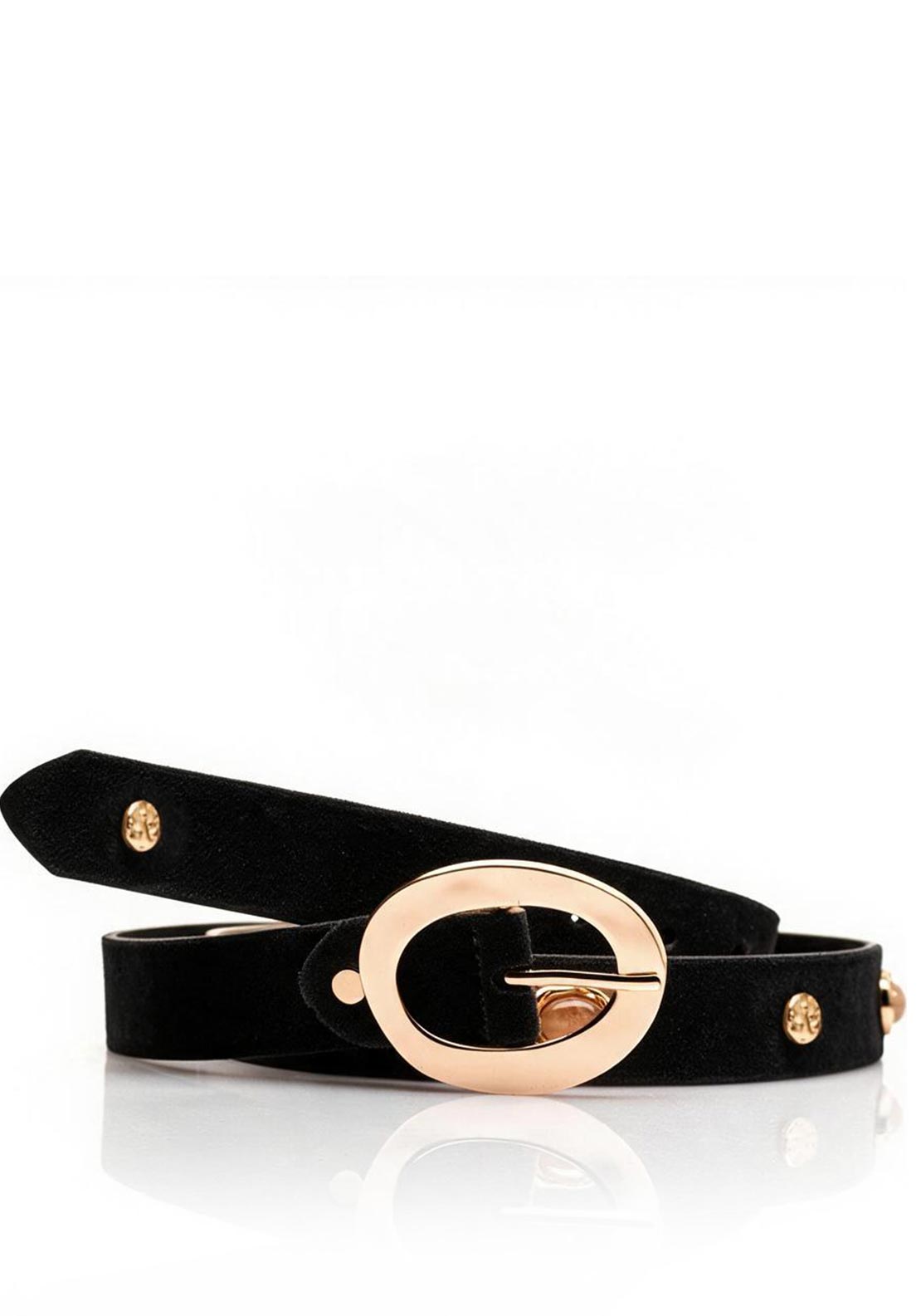 Serafina Collection Embellished Faux Suede Belt, Black