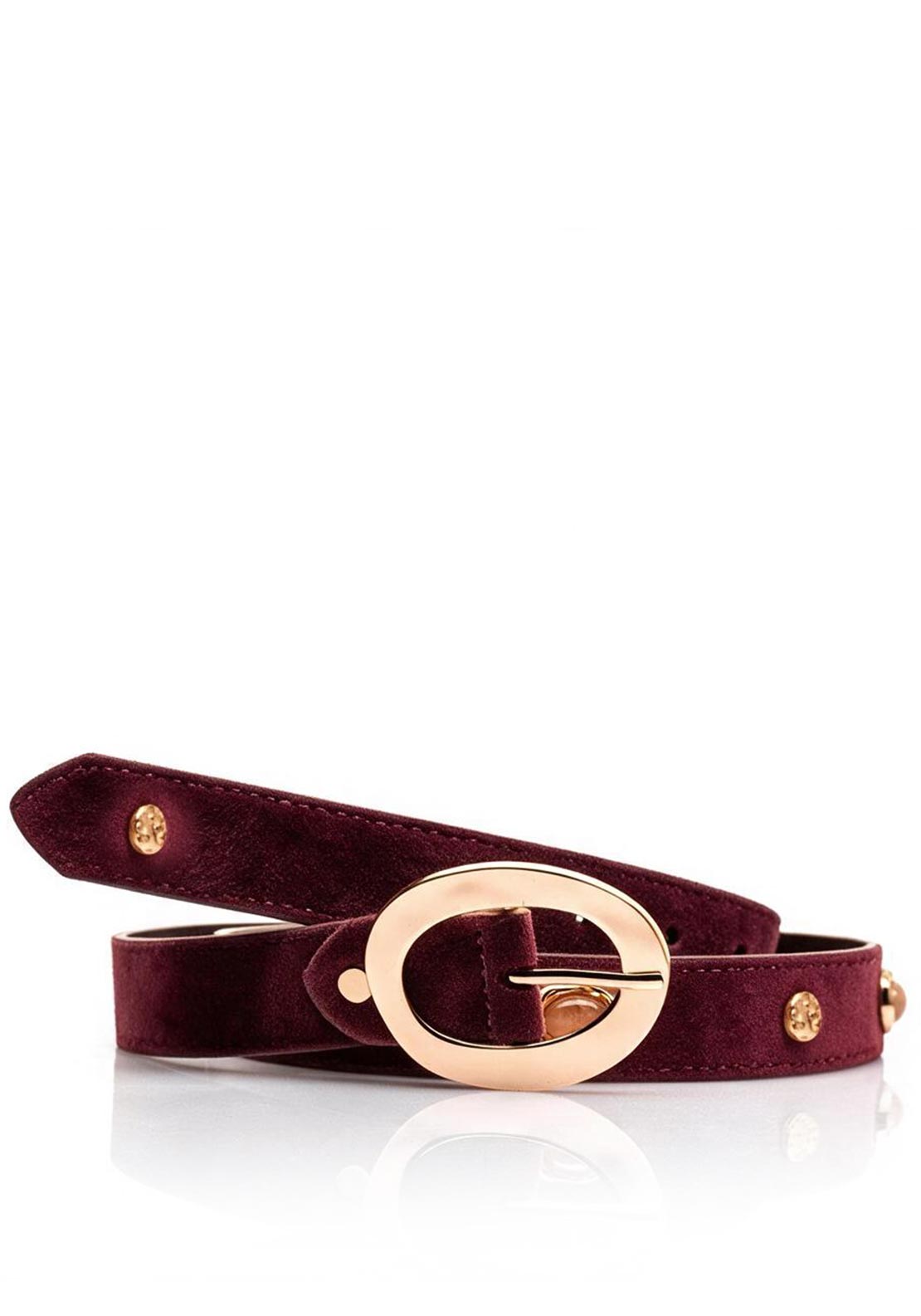 Serafina Collection Embellished Faux Suede Belt, Wine