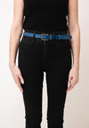 Serafina Collection Leather Plain with Buckle Detail, Navy