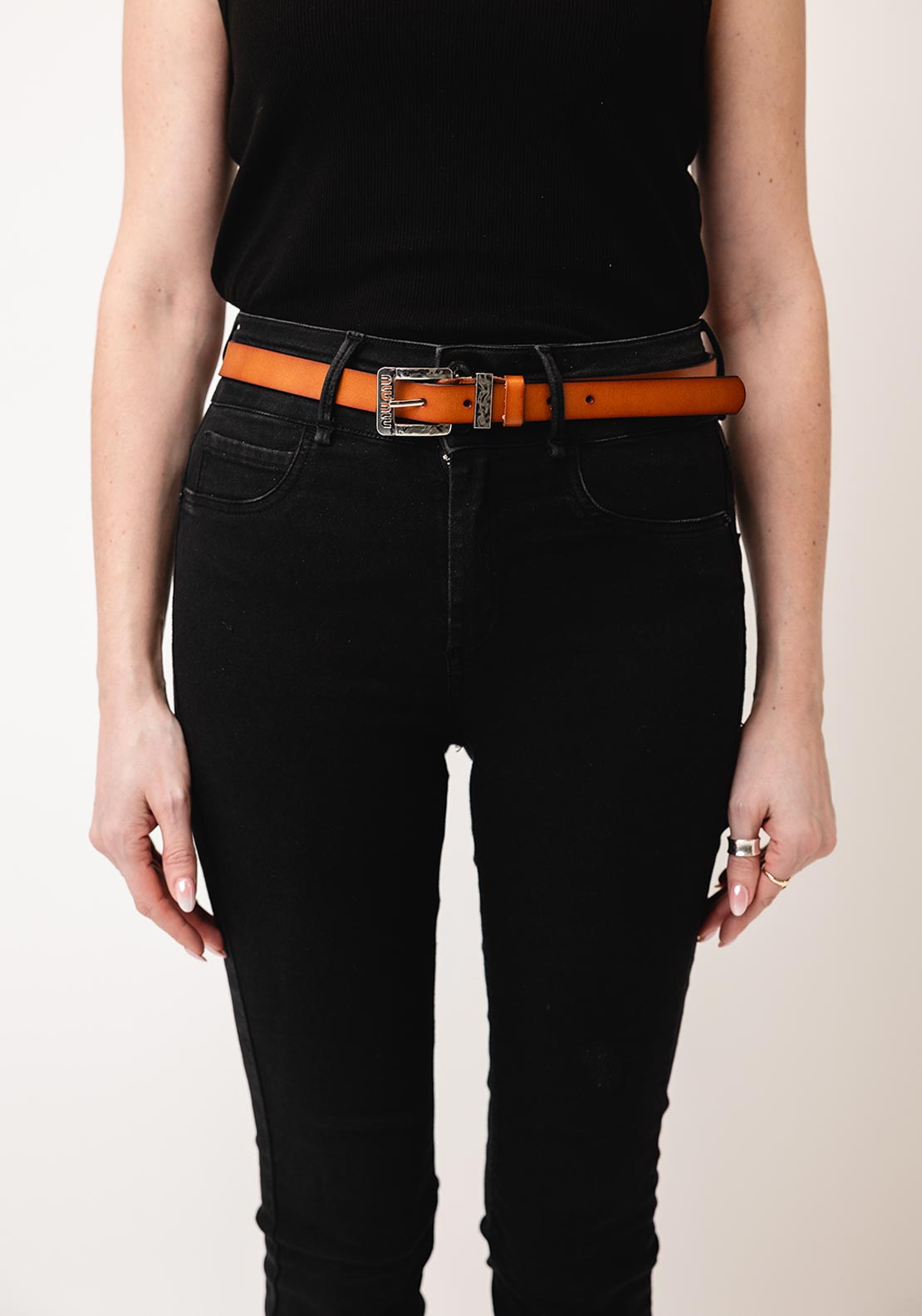 Serafina Collection Buckle Detail Belt, Tan