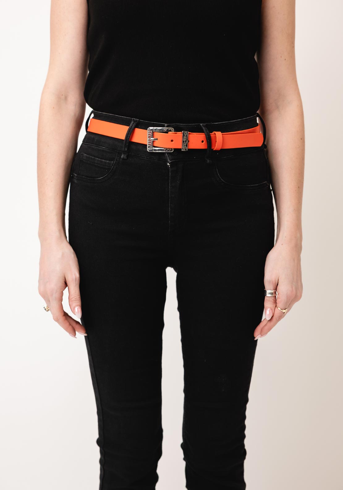 Serafina Collection Leather Plain with Buckle Detail, Orange