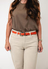 Serafina Collection Leather with Buckle Detail Belt, Orange