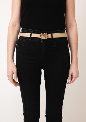 Serafina Collection Plain with Buckle Detail Belt, Beige