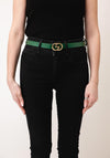 Serafina Collection Leather with Buckle Design Belt, Green