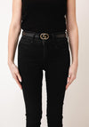 Serafina Collection Leather Gold Detail Belt, Black