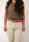 Serafina Collection Leather with Buckle Detail Belt, Orange