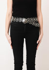 Serafina Collection Stud and Floral Detail Belt, Black