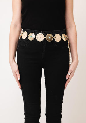 Serafina Collection Assorted Disc Belt, Beige Multi