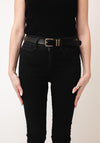 Serafina Collection Synthetic Buckle Detail Belt, Black