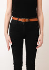 Serafina Collection Synthetic Contrasting with Buckle Detail Belt, Camel