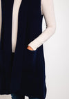 Natalia Collection One Size Longline Sleeveless Cardigan, Navy