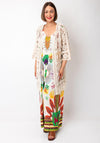 Serafina Collection One Size Crochet Knit Cardigan, Beige