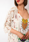 Serafina Collection One Size Crochet Knit Cardigan, Beige