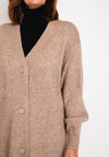 Serafina Collection One Size Long Knit Cardigan, Taupe
