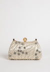 Zen Collection Floral Diamante Sequin Clutch Bag, Warm Cream