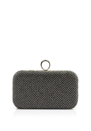 Zen Collection Diamante Detail Handle Clutch, Black