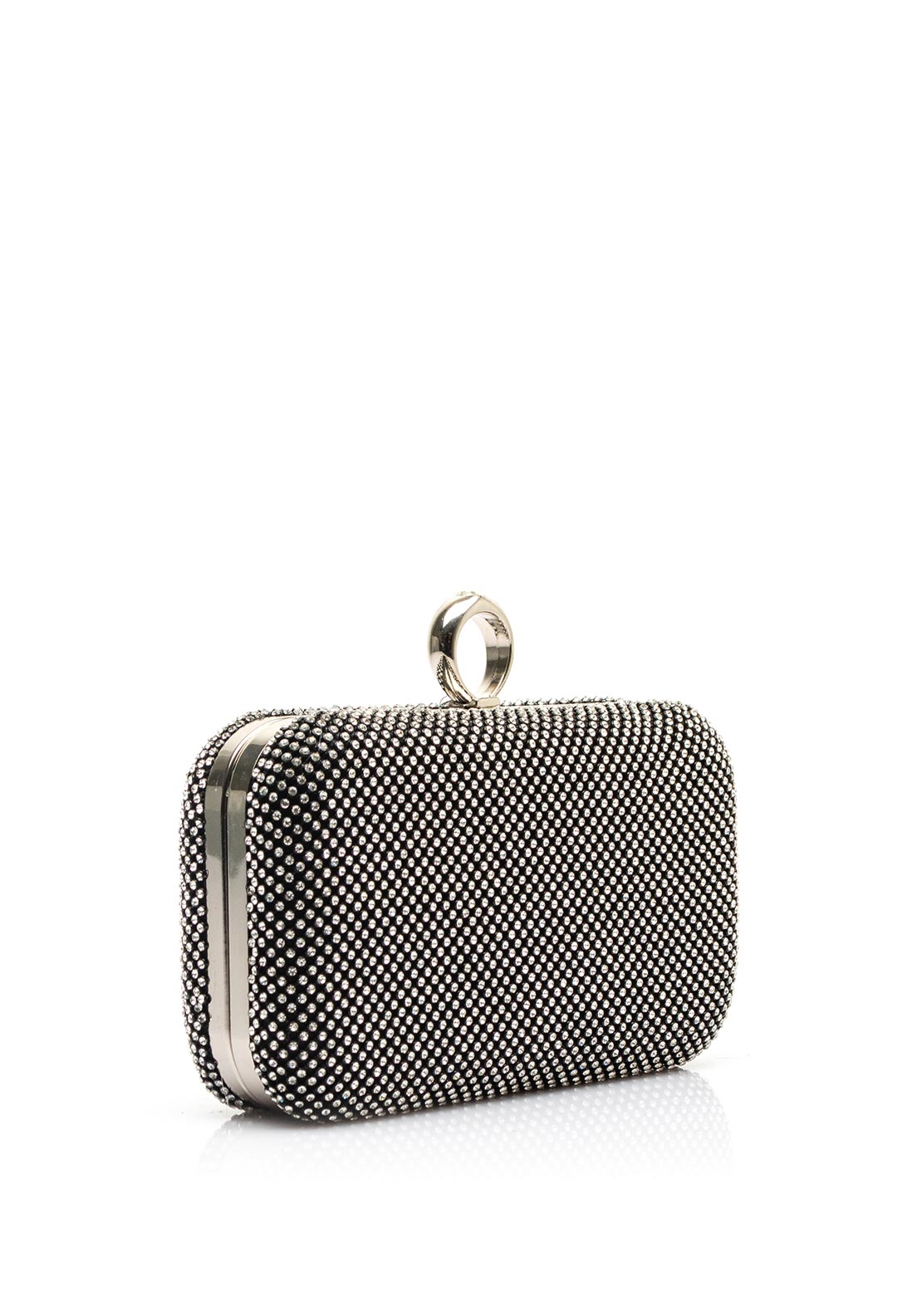 Zen Collection Diamante Detail Handle Clutch, Black