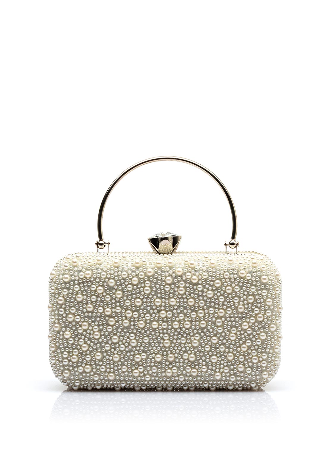 Zen Collection Pearl Embellished Clutch Bag, White