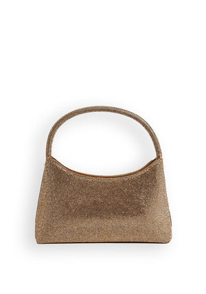 Zen Collection Structured Diamante Encrusted Mini Grab Bag, Champagne