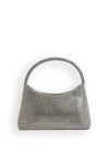 Zen Collection Structured Diamante Encrusted Mini Grab Bag, Silver