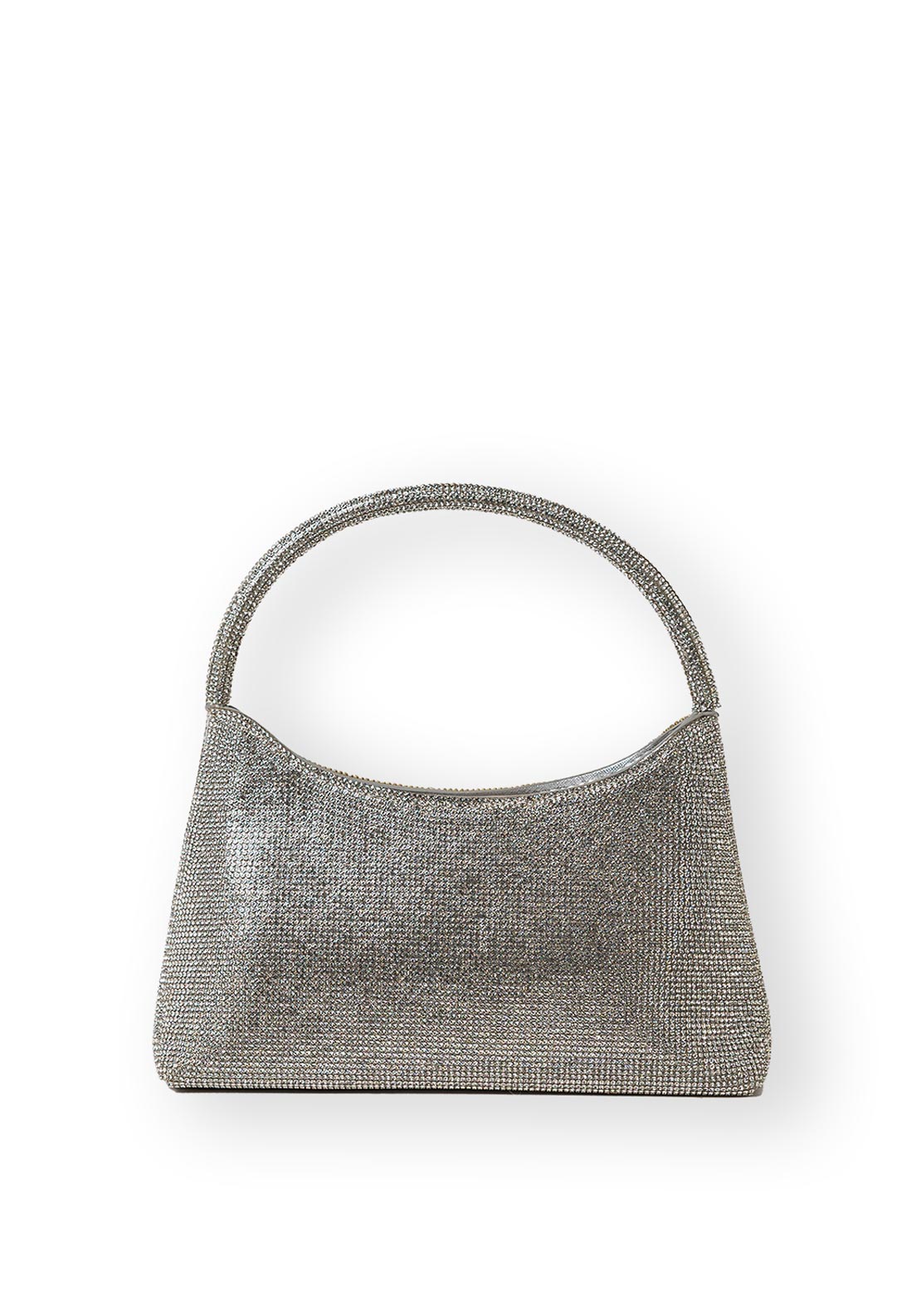 Zen Collection Structured Diamante Encrusted Mini Grab Bag, Silver