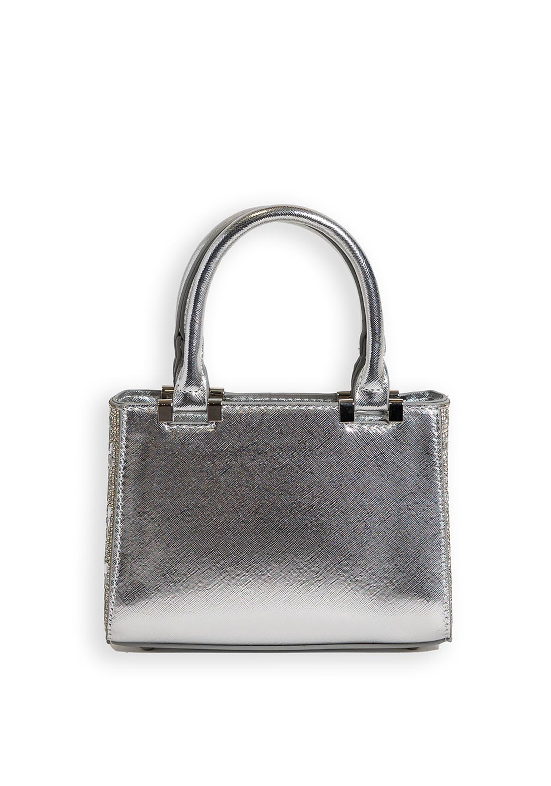 Zen Collection Metallic Diamante Mini Grab Bag, Silver