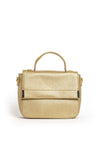 Zen Collection Faux Pebbled Leather Flap Over Grab Bag, Gold