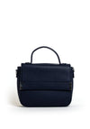 Zen Collection Faux Pebbled Leather Flap Over Grab Bag, Navy