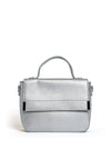 Zen Collection Faux Pebbled Leather Flap Over Grab Bag, Silver