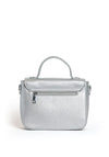 Zen Collection Faux Pebbled Leather Flap Over Grab Bag, Silver