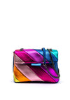 Zen Collection Pebbled Metallic Striped Shoulder Bag, Blue