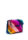 Zen Collection Pebbled Metallic Striped Shoulder Bag, Blue