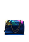 Zen Collection Pebbled Metallic Striped Shoulder Bag, Blue