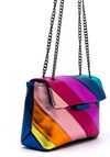 Zen Collection Pebbled Metallic Striped Shoulder Bag, Blue