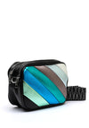 Zen Collection Metallic Striped Crossbody Bag, Black