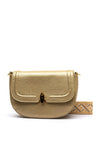 Zen Collection Pebbled Saddle Crossbody Bag, Gold