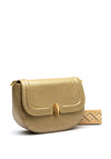 Zen Collection Pebbled Saddle Crossbody Bag, Gold
