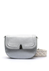 Zen Collection Pebbled Saddle Crossbody Bag, Silver
