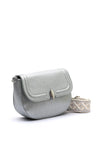 Zen Collection Pebbled Saddle Crossbody Bag, Silver