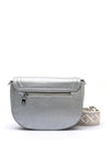 Zen Collection Pebbled Saddle Crossbody Bag, Silver