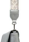 Zen Collection Pebbled Saddle Crossbody Bag, Silver