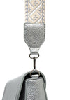 Zen Collection Pebbled Saddle Crossbody Bag, Silver