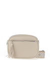 Zen Collection Pebbled Faux Leather Aztec Crossbody Bag, Beige