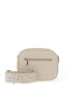 Zen Collection Pebbled Faux Leather Aztec Crossbody Bag, Beige