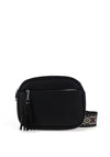 Zen Collection Pebbled Faux Leather Aztec Crossbody Bag, Black