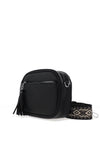 Zen Collection Pebbled Faux Leather Aztec Crossbody Bag, Black
