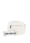 Zen Collection Pebbled Faux Leather Aztec Crossbody Bag, White