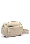 Zen Collection Pebbled Aztec Strap Crossbody Bag, Beige