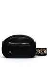 Zen Collection Pebbled Aztec Strap Crossbody Bag, Black