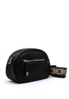 Zen Collection Pebbled Aztec Strap Crossbody Bag, Black